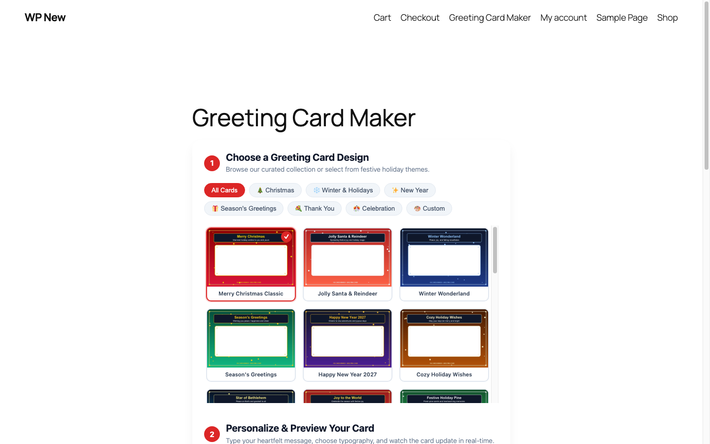 RsCards Maker Frontend: Interactive Greeting Card Maker & Design Selection